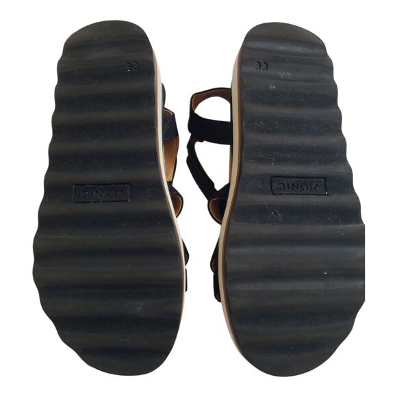Vionic Kellyn Women's Black Leather Wedge Platform Sandals Size 6 EUC Comfort - Picture 2 of 10